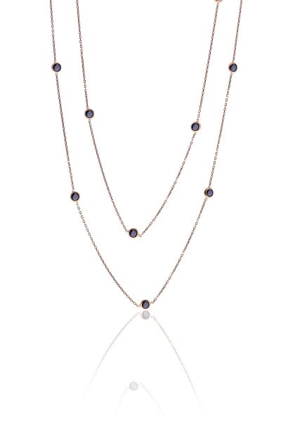 Gümüş rose  siyah taşlı  kolye SGTL10507ROSE