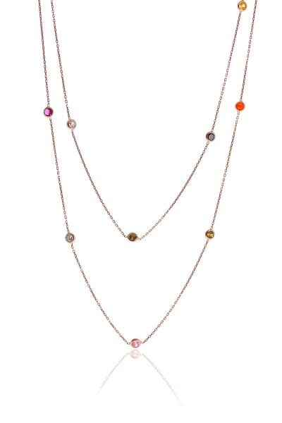 Gümüş rose renkli  zirkon taşlı kolye 100 cm SGTL10508ROSE