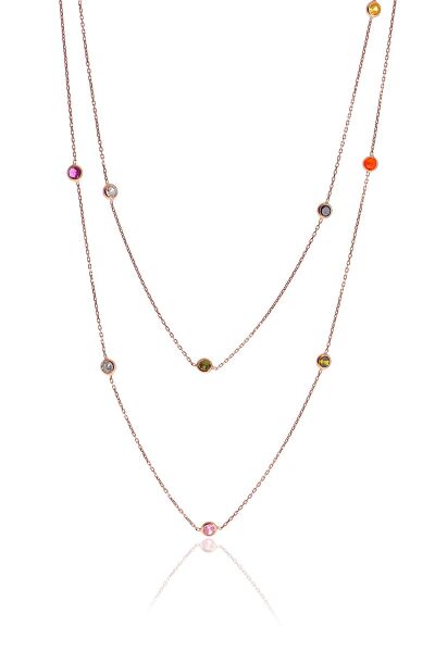 Gümüş rose renkli  zirkon taşlı kolye 100 cm SGTL10508ROSE