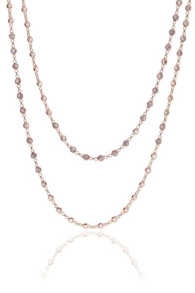 Gümüş rose  zirkon taşlı 90 cm kolye SGTL10509ROSE