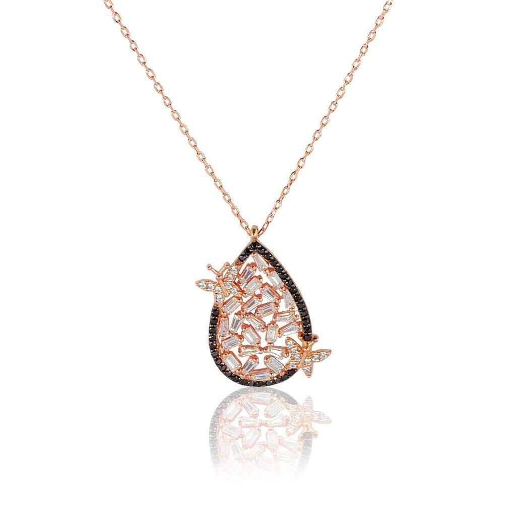 baget ve taşlı kelebek kolye SGTL5037