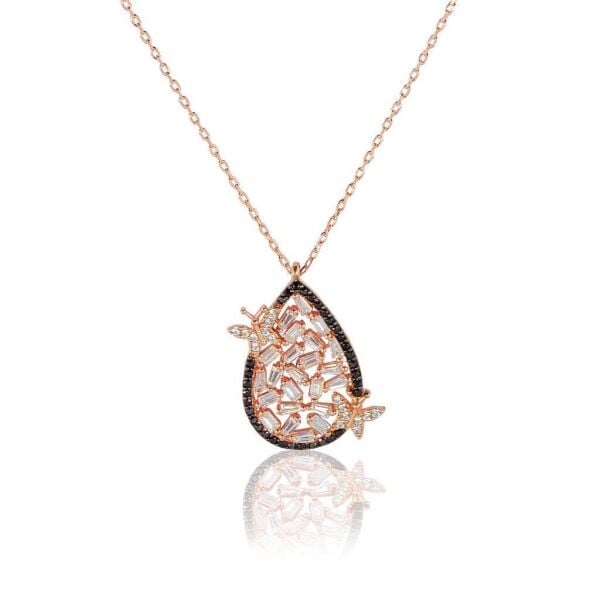 baget ve taşlı kelebek kolye SGTL5037