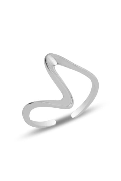 Gümüş rodyumlu dalga ayarlamalı yüzük SGTL11825RODAJ