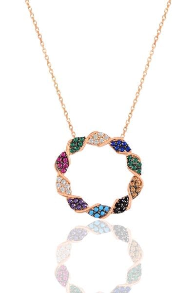 Gümüş sevgi çemberi kolye SGTL10399ROSE