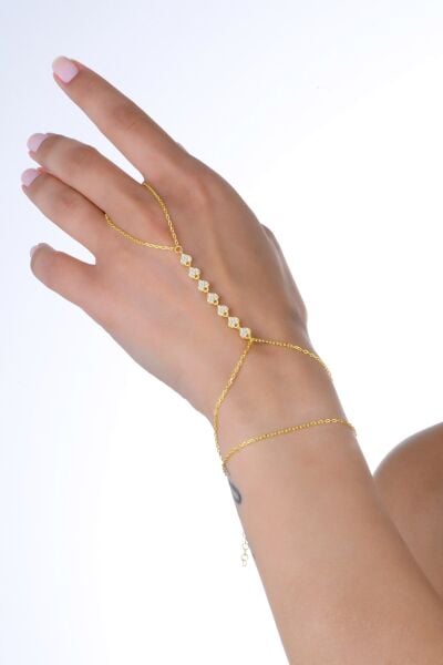 Gümüş altın yaldızlı zirkon taşlı sıralı kalpler şahmeran SGTL13004GOLD