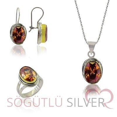 Kuvars taşlı sarmalı üçlü set SGTL3171