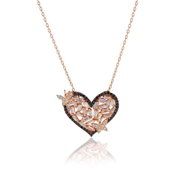baget taşlı kalp ve kelebek kolye SGTL5039