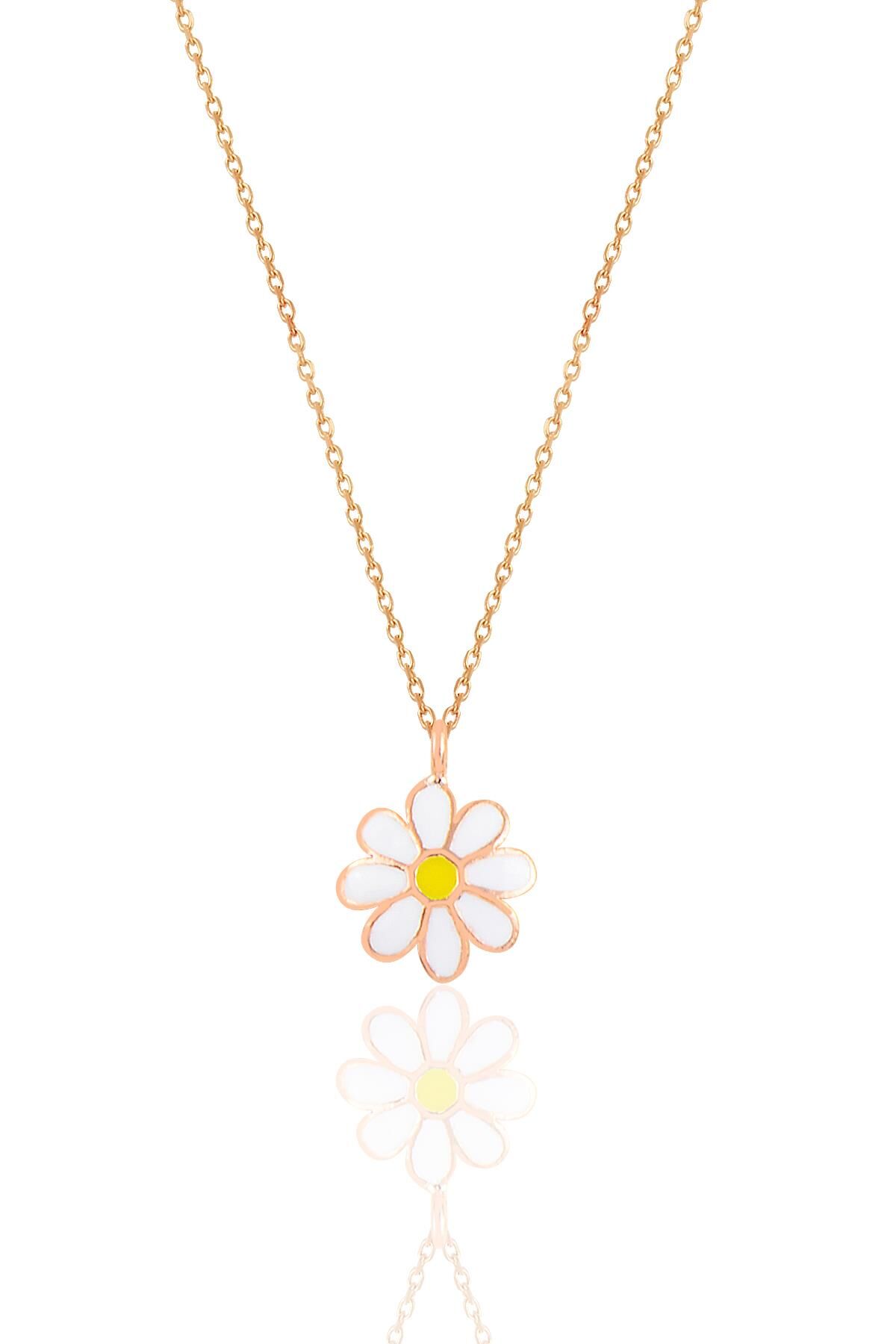 Gümüş  papatya kolye SGTL10401ROSE