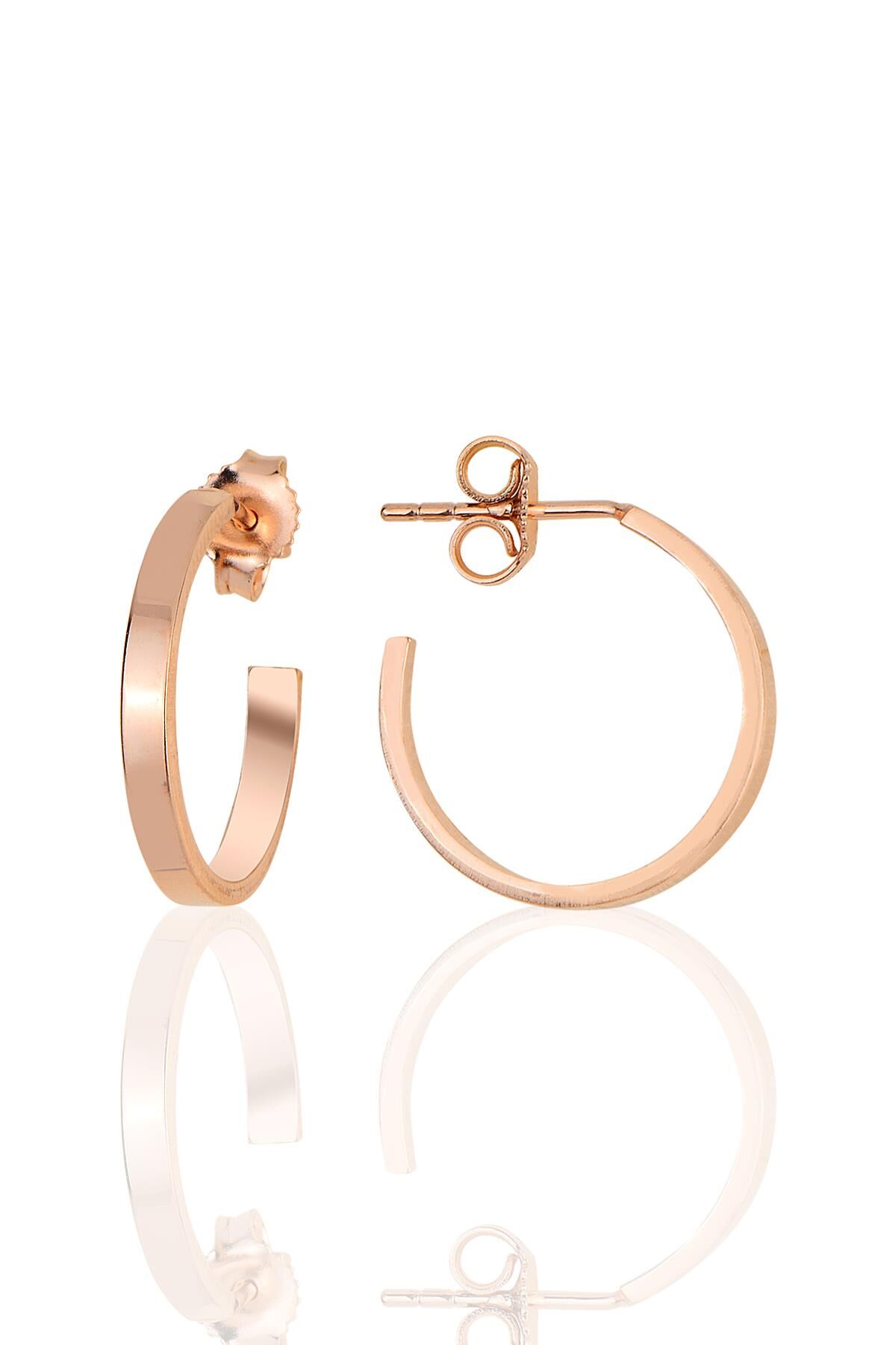 Gümüş rose düz halka küpe SGTL11936ROSE