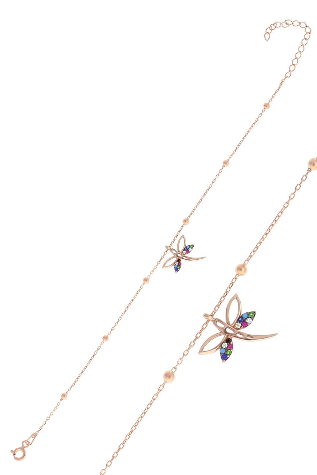 Gümüş rose top top zincirli yusufçuk bileklik SGTL10511YUSUF