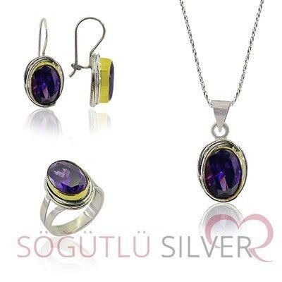 amatis taşlı sarmalı üçlü set SGTL3169