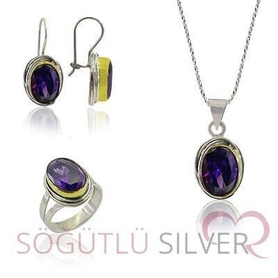 amatis taşlı sarmalı üçlü set SGTL3169