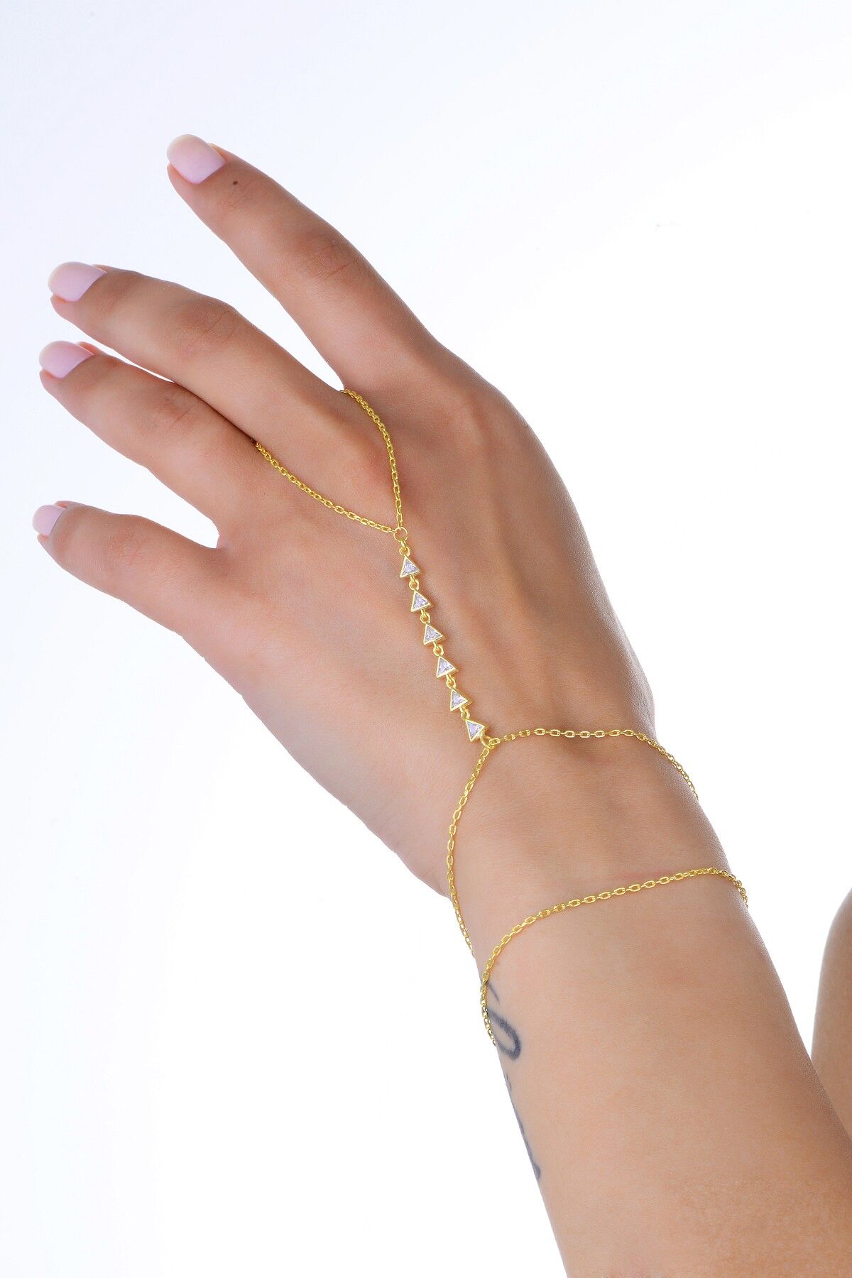 Gümüş altın yaldızlı zirkon taşlı piramit modeli şahmeran SGTL13006GOLD