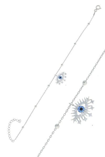 Gümüş rodyumlu top top zincirli lareyn bileklik SGTL10512RODAJ