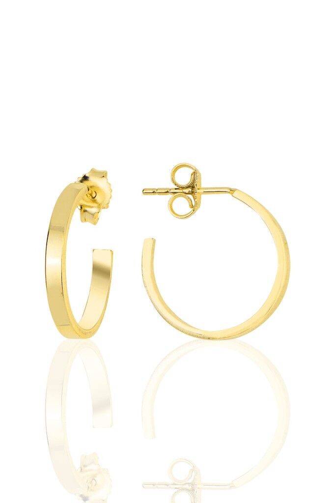 Gümüş altın yaldızlı düz halka küpe SGTL11936GOLD