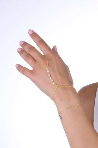 Gümüş altın yaldızlı zirkon taşlı geometrik şekilli  şahmeran SGTL13007GOLD