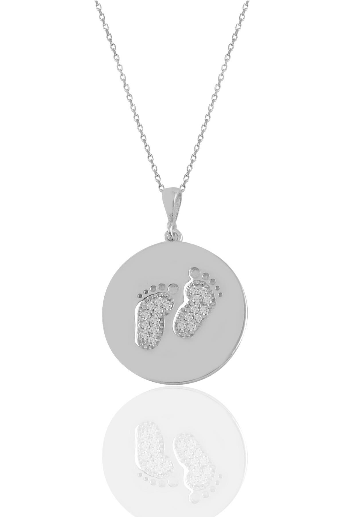 Gümüş rodyumlu  zirkon taşlı ilk adım kolye SGTL11190RODAJ