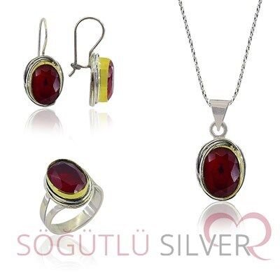 kök yakut taşlı sarmalı set SGTL3168