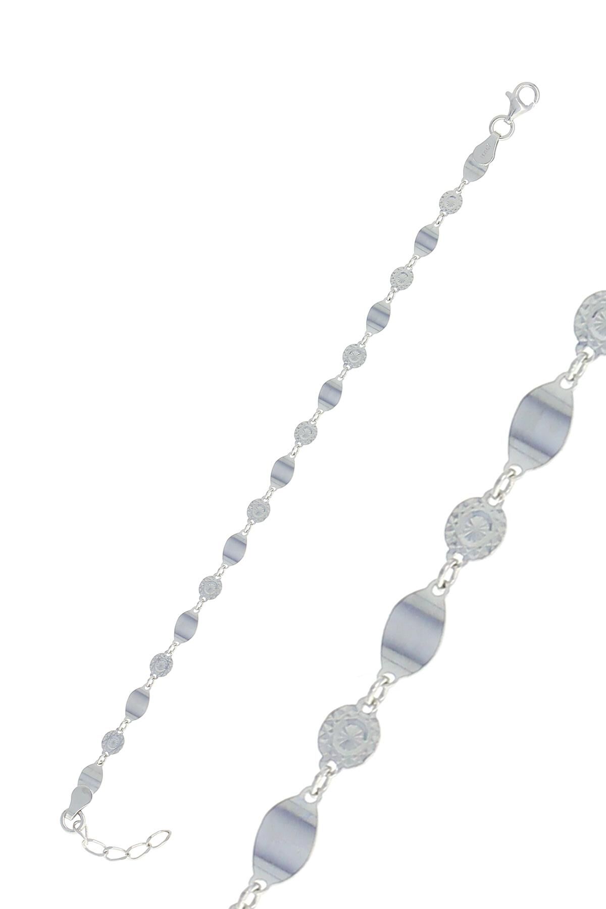 Gümüş rodyumlu lazer işlemeli bileklik SGTL10513RODAJ