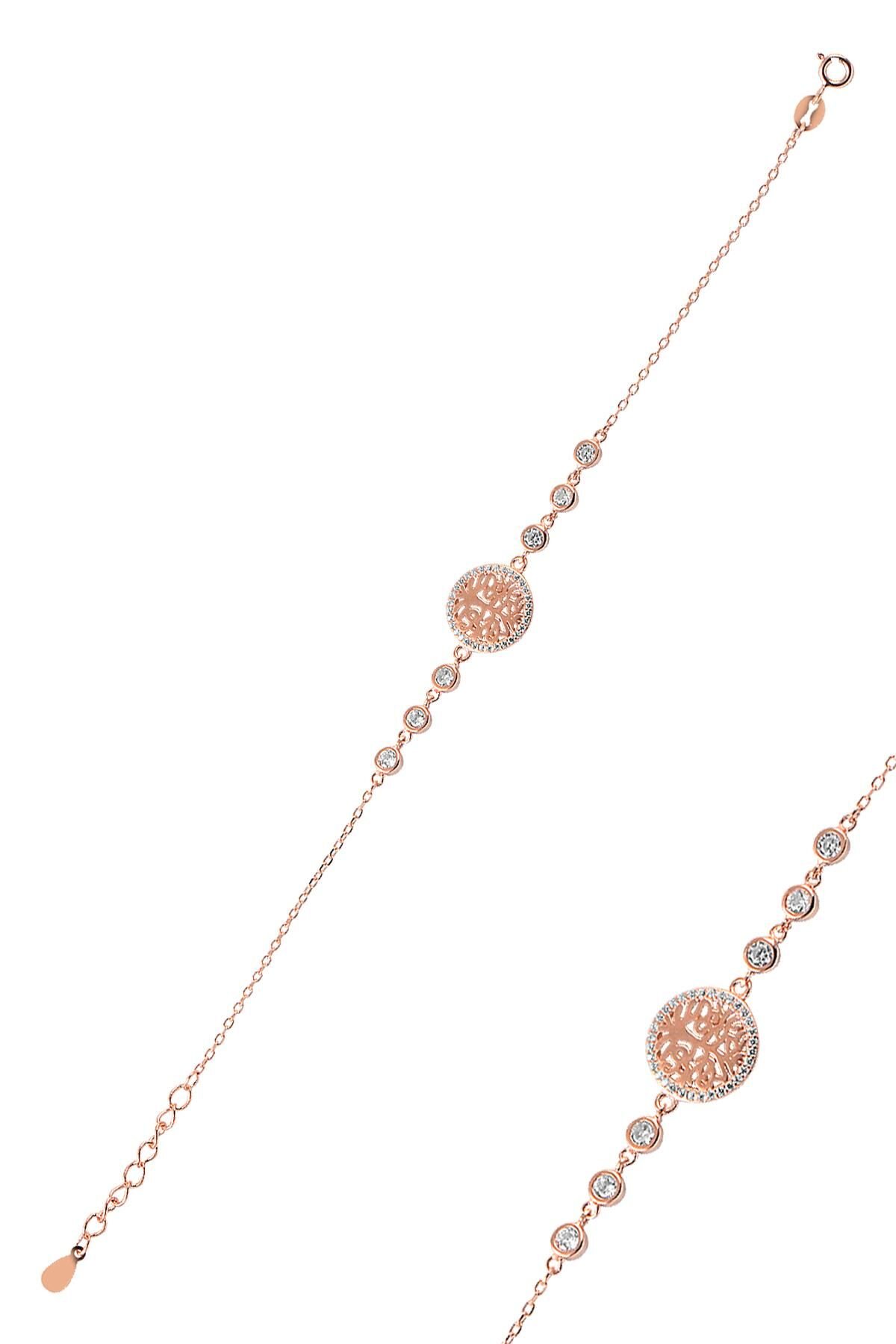 Gümüş rose hayat ağacı bileklik SGTL9053