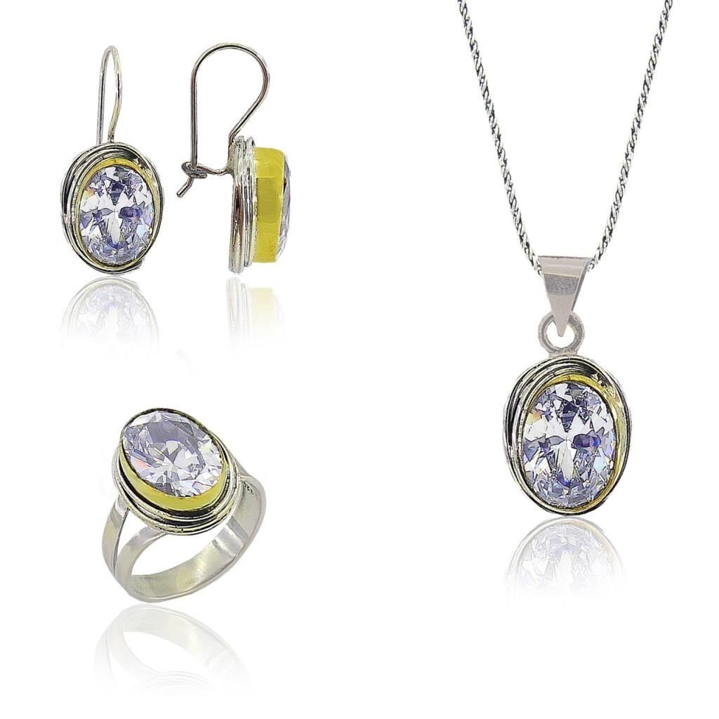 zirkon taşlı sarmalı üçlü set SGTL3167