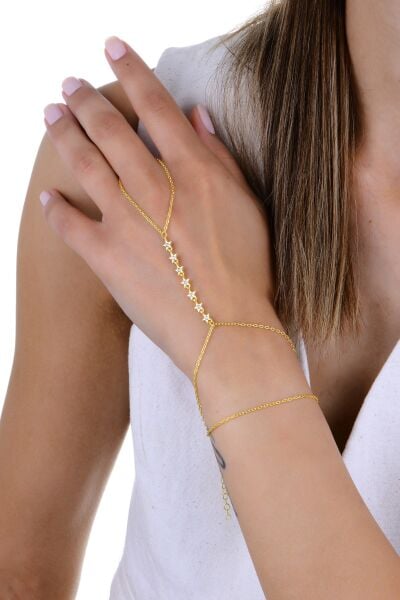 Gümüş altın yaldızlı zirkon taşlı sıvama modeli kuyruklu yıldız şahmeran SGTL13009GOLD