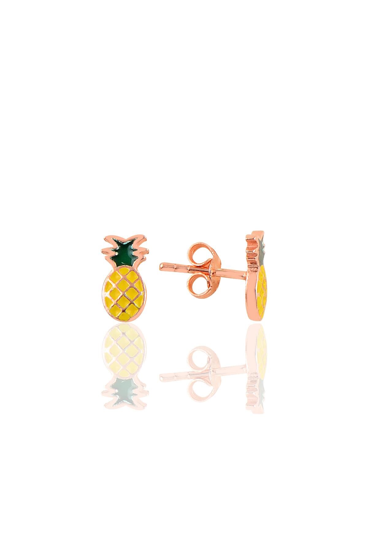 Gümüş  ananas küpe SGTL10405ROSE