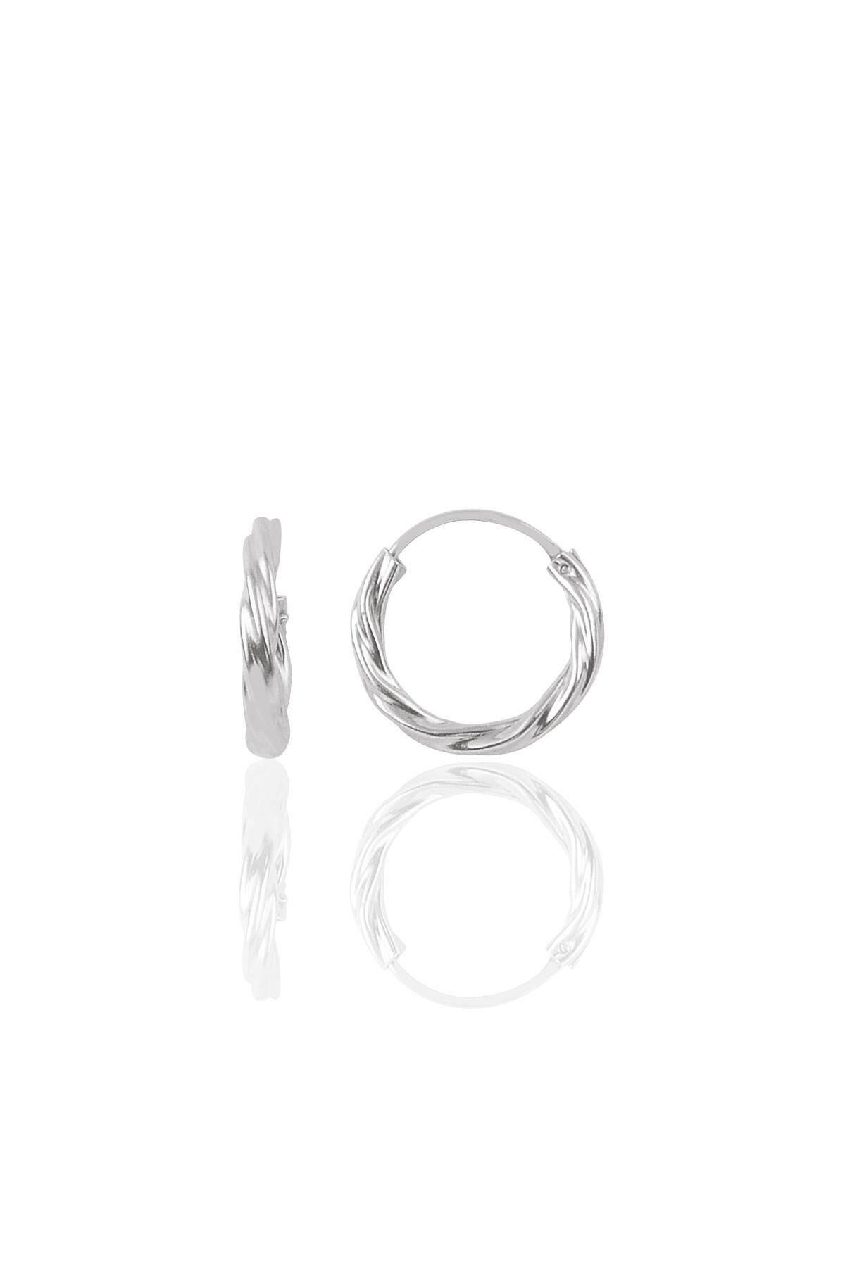Gümüş rodyumlu 14 mm burgu modeli halka küpe SGTL9646RODAJ