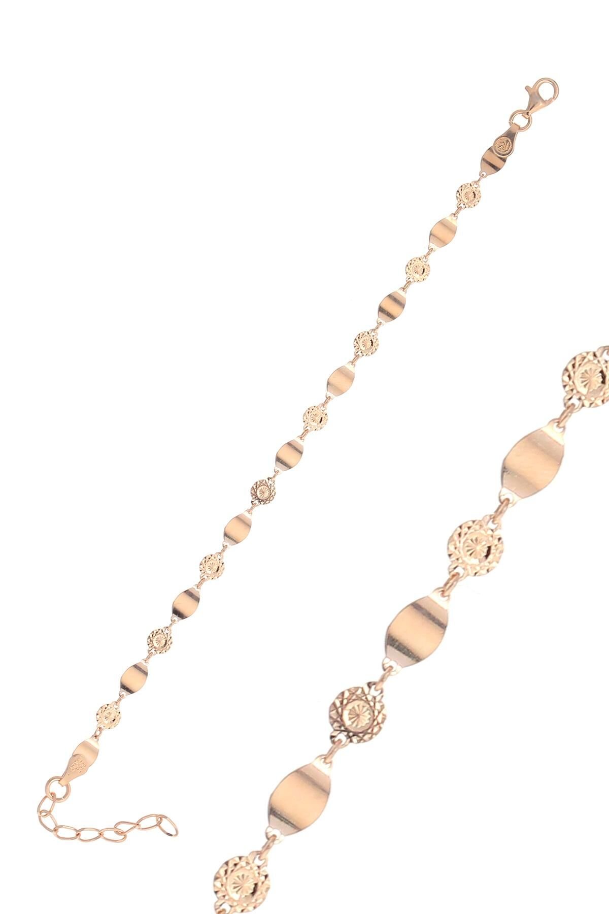 Gümüş rose lazer işlemeli bileklik SGTL10513ROSE