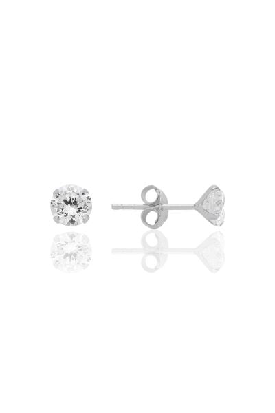 Gümüş zirkon taşlı,yuvarlak kesim 5 mm tektaş küpe SGTL12746RODAJ