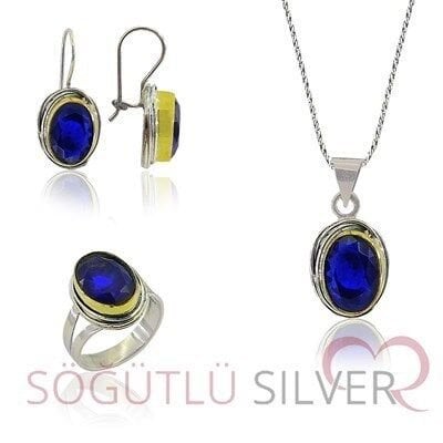 safir taşlı sarmalı üçlü set SGTL3166
