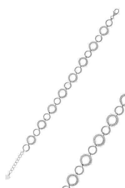 Gümüş zirkon taşlı halkalı bileklik SGTL9055
