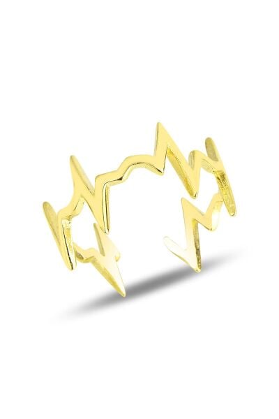Gümüş altın yaldızlı kalp ritmi ayarlamalı yüzük SGTL11823GOLD