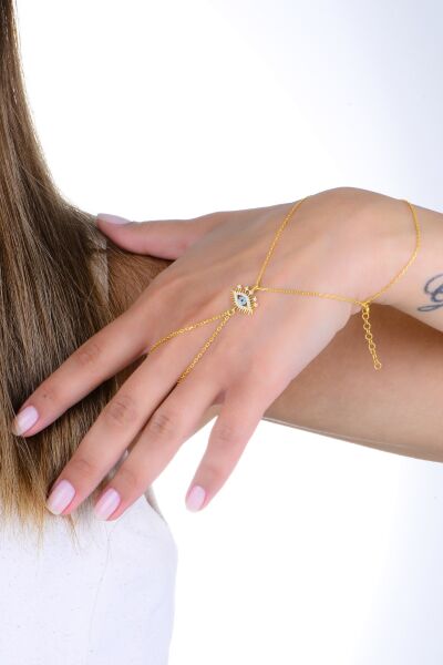 Gümüş altın yaldızlı zirkon taşlı lareyn şahmeran SGTL13011GOLD