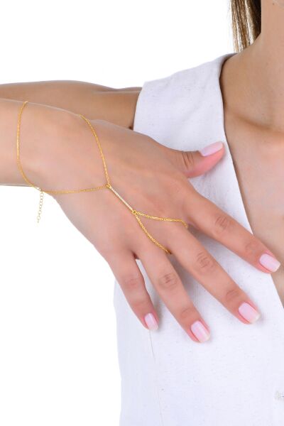 Gümüş altın yaldızlı zirkon taşlı modern bar (çubuk) şahmeran SGTL13012GOLD