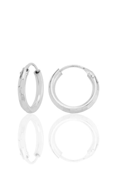 Gümüş lazer kesimli 14 mm halka küpe SGTL12747RODAJ