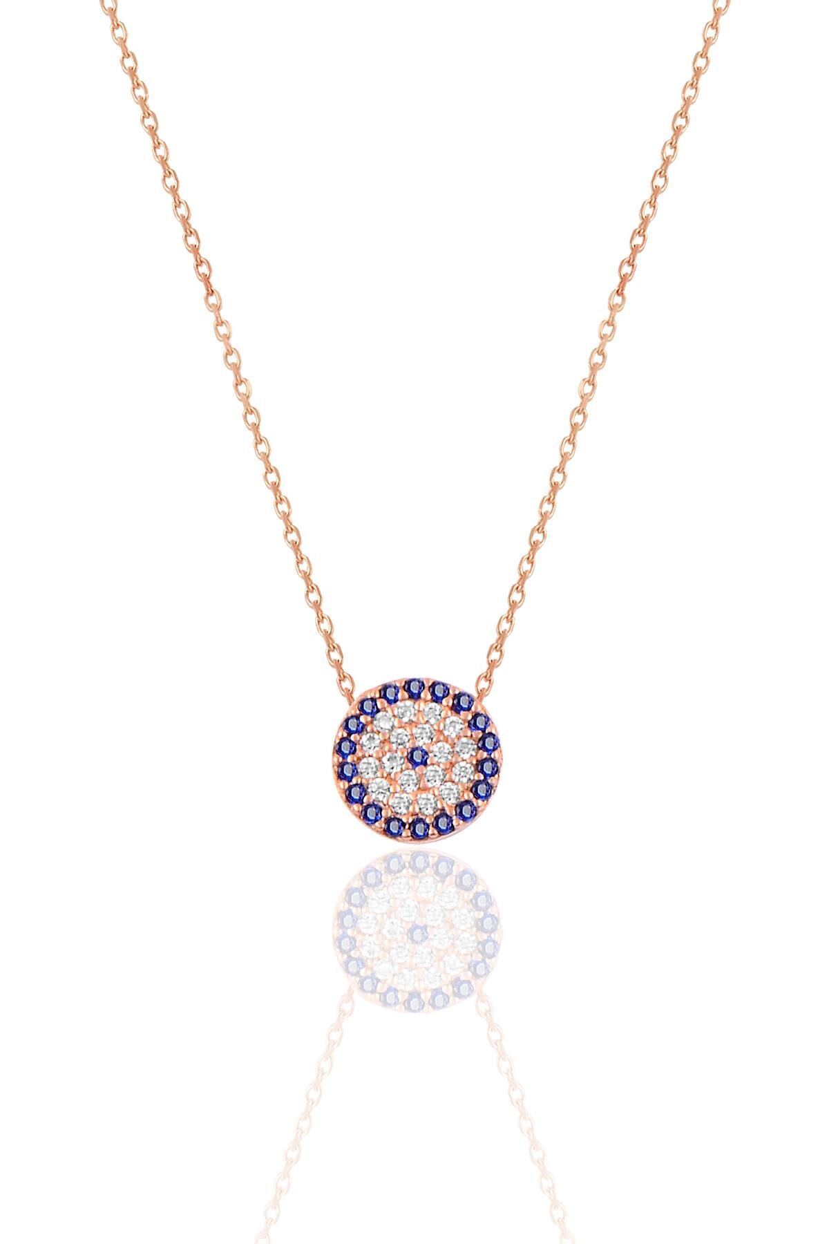 Gümüş nazar modeli kolye SGTL9874ROSE