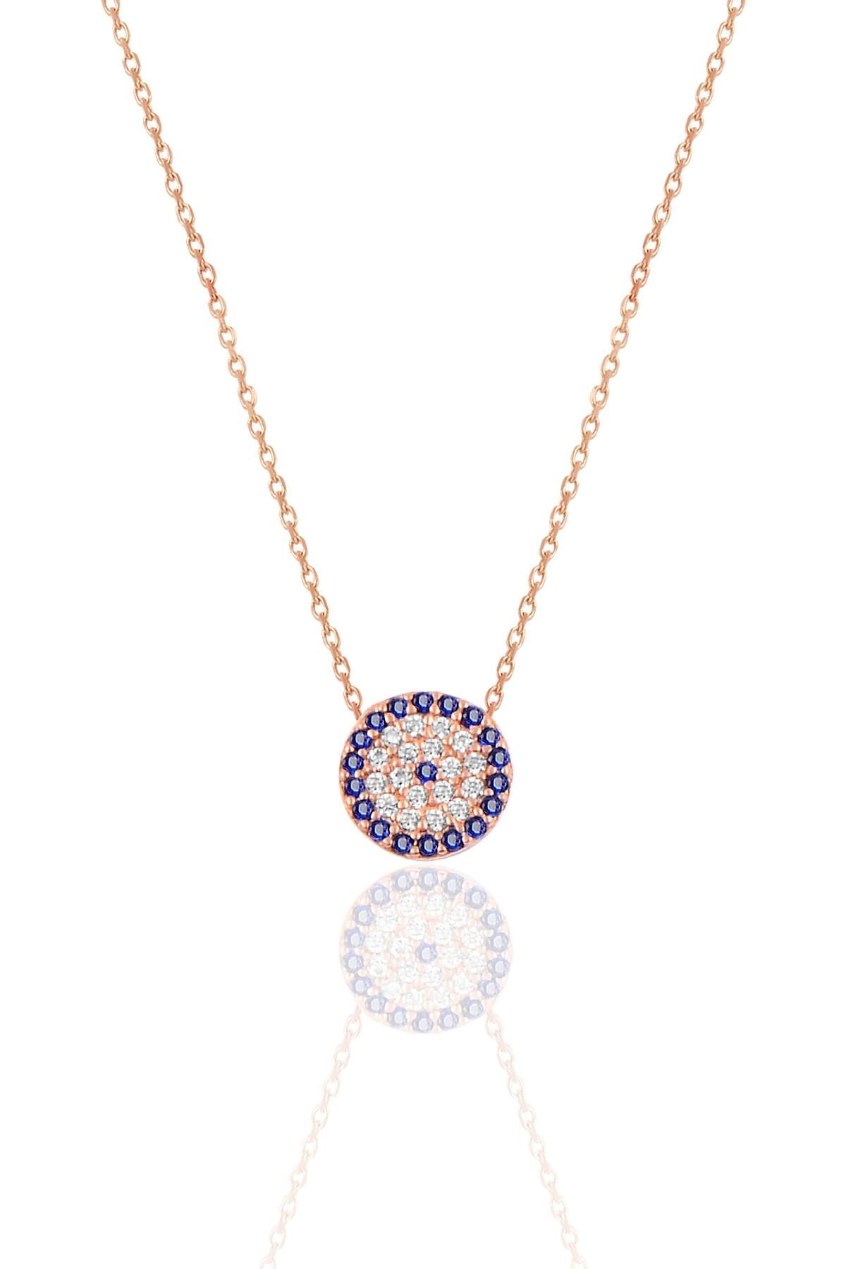 Gümüş nazar modeli kolye SGTL9874ROSE