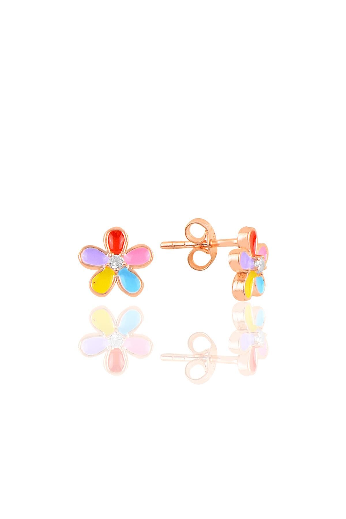 Gümüş renkli çiçek küpe SGTL10408ROSE