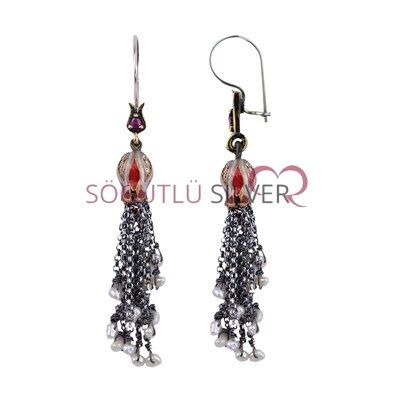 OTANTİK LALELİ VE MİNELİ PÜSKÜLLÜ ÜÇLÜ SET set8525