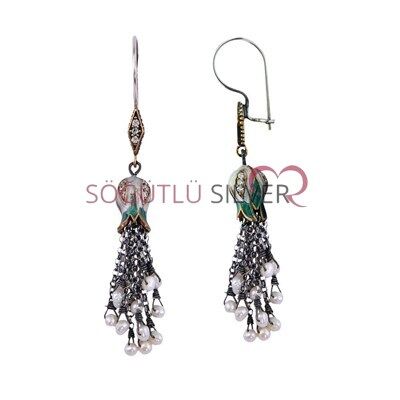 OTANTİK LALELİ VE MİNELİ PÜSKÜLLÜ ÜÇLÜ SET set8524