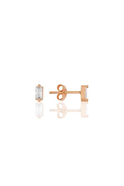 Gümüş rose zirkon baget taşlı küpe SGTL11717ROSE