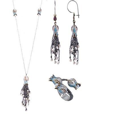 OTANTİK LALELİ VE MİNELİ PÜSKÜLLÜ ÜÇLÜ SET set8523