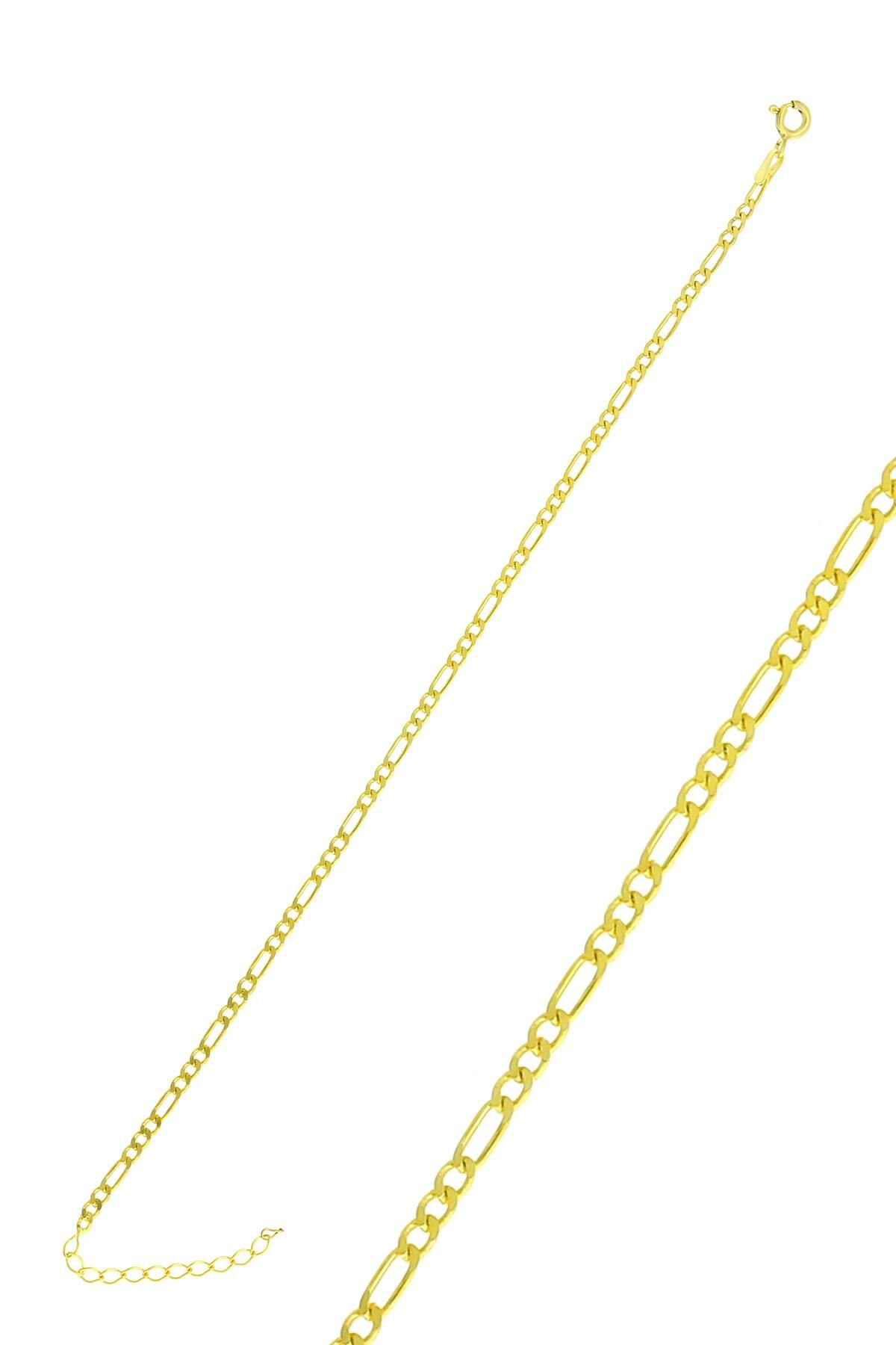 Gümüş altın yaldızlı figaro zincir bileklik SGTL10516GOLD