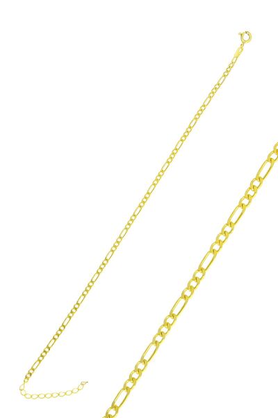 Gümüş altın yaldızlı figaro zincir bileklik SGTL10516GOLD