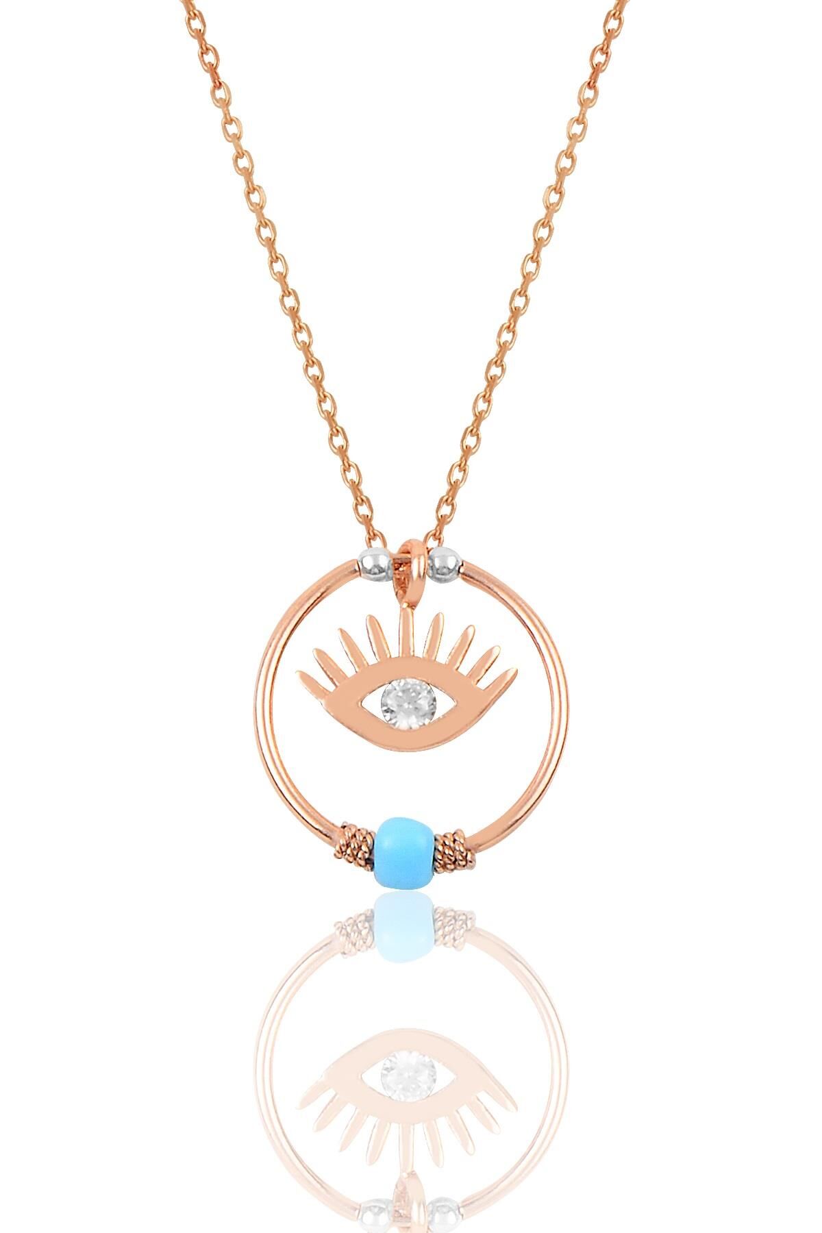 Gümüş göz modeli eksenler kolyesi SGTL9701