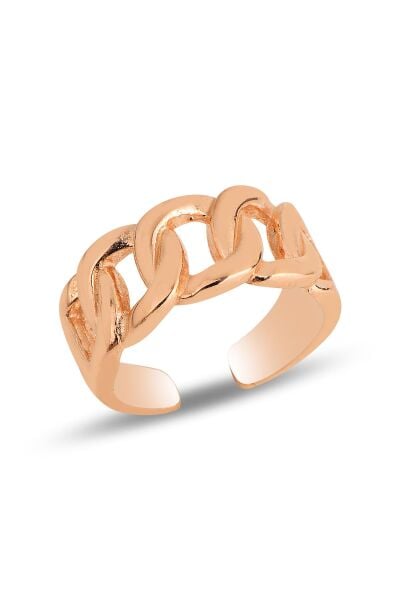 Gümüş rose ayarlamalı kalın zincir yüzük  SGTL11819ROSE
