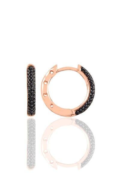 Gümüş rose siyah taşlı halka küpe SGTL10761SIYAH