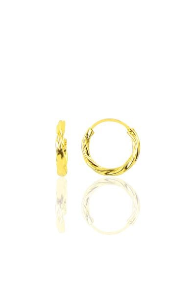 Gümüş altın rengi 14 mm burgu modeli halka küpe SGTL9646SARI