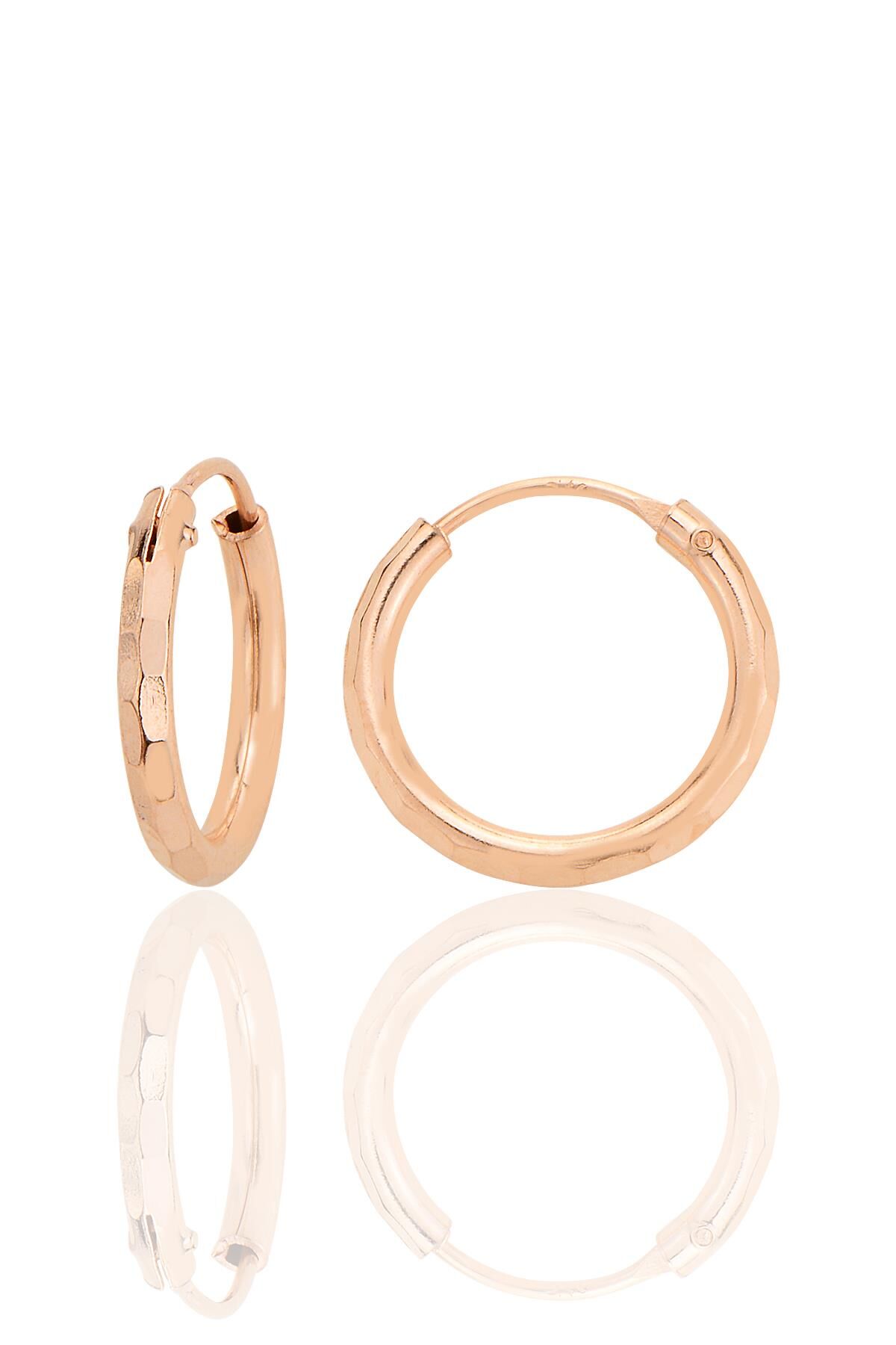 Gümüş rose lazer kesimli 16 mm halka küpe SGTL12748ROSE